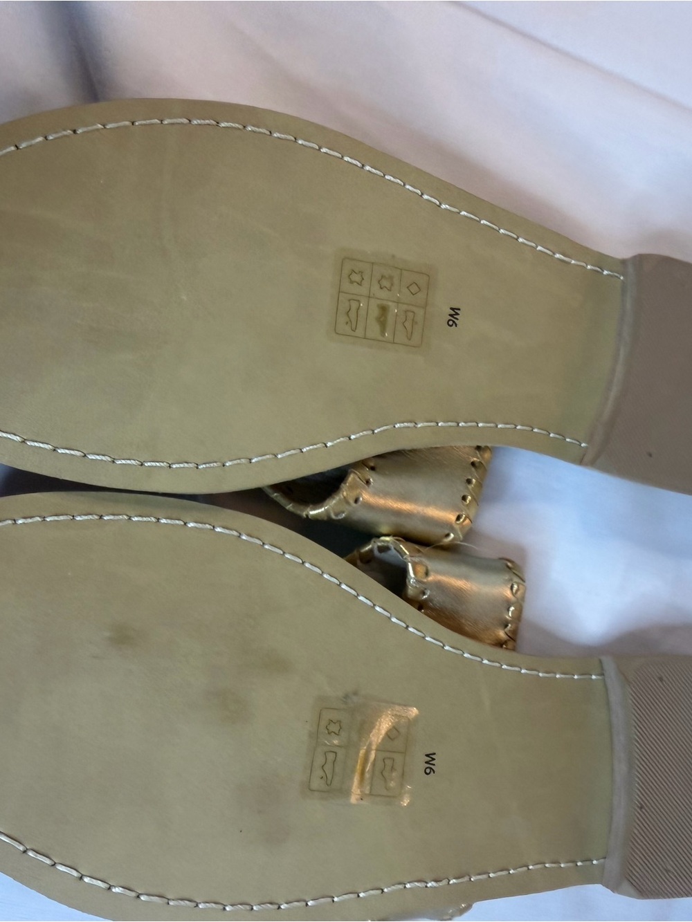 Jack Rogers Gold Leather Embroidered Champagne & Glass Slide Sandals - Picture 2 of 3